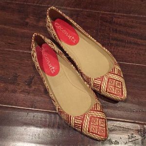 Coconuts Red/Cream Woven Flats